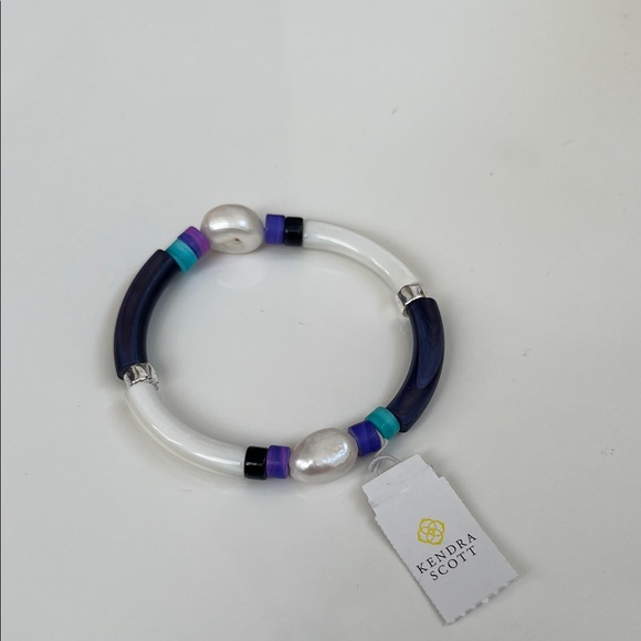 Kendra Scott Jewelry - Kendra Scott Rachel Bright Blue and White Freshwater Pearl Beaded Bracelet